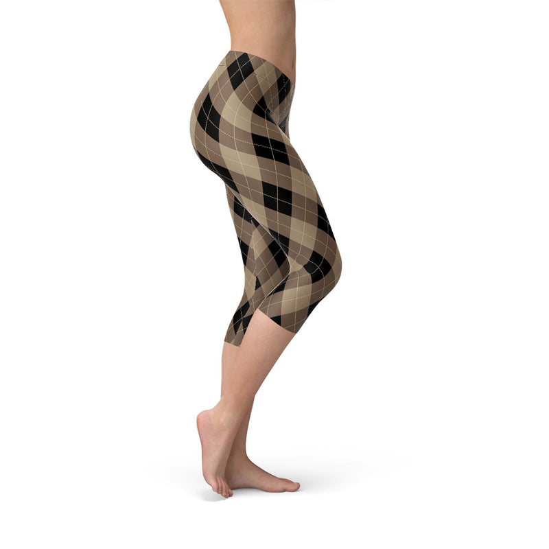 Brown Argyle Capri Leggings