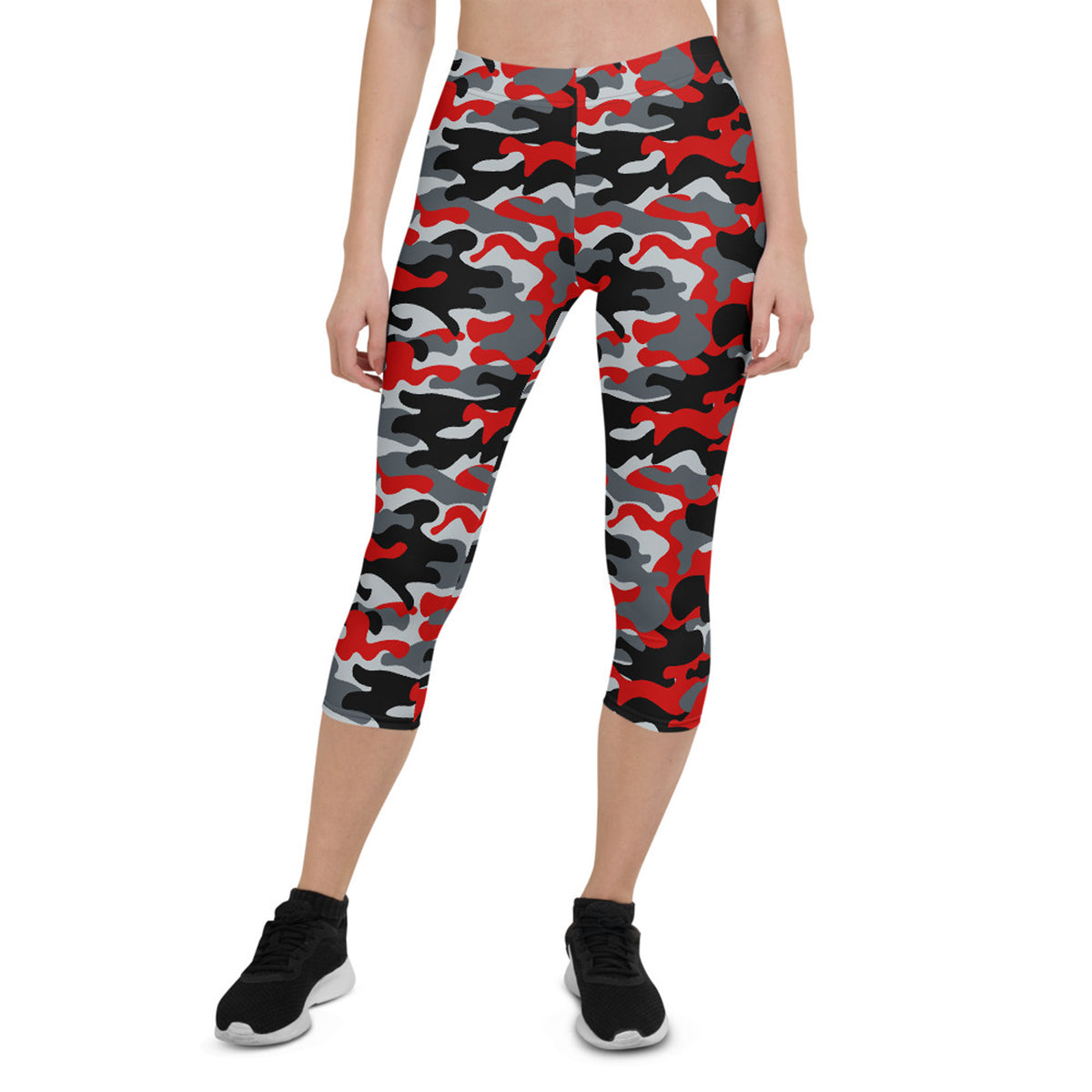 Red and Gray Camo Capri Leggings