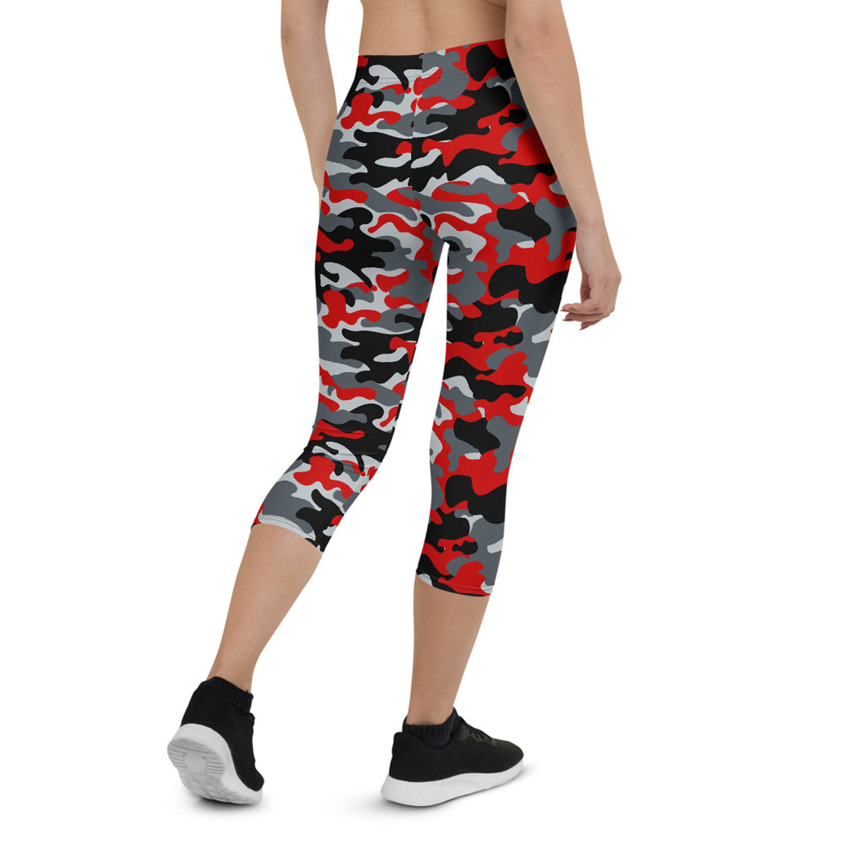 Red and Gray Camo Capri Leggings