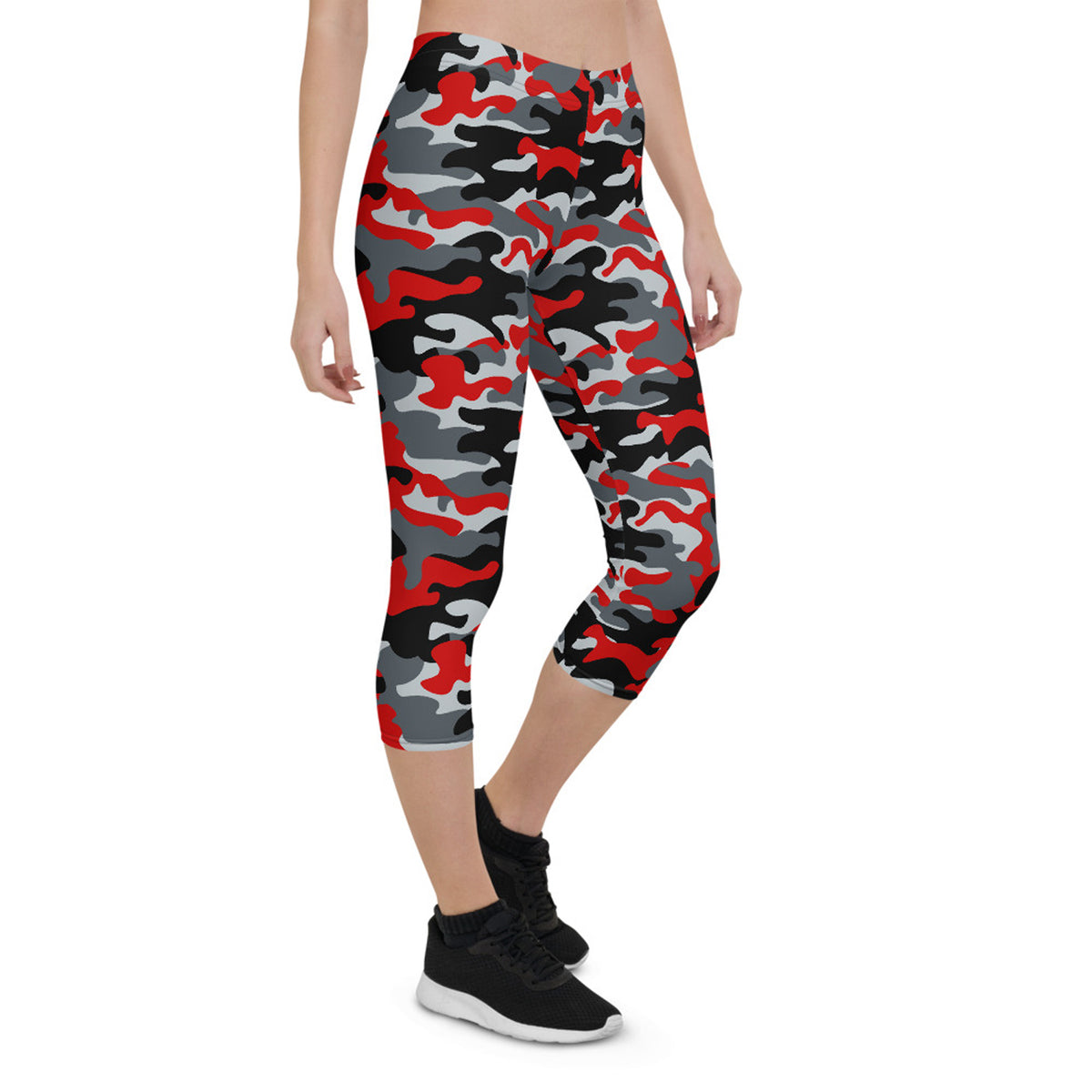 Red and Gray Camo Capri Leggings