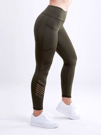 High-Waisted Yoga Leggings with Side Pockets & Mesh Panels